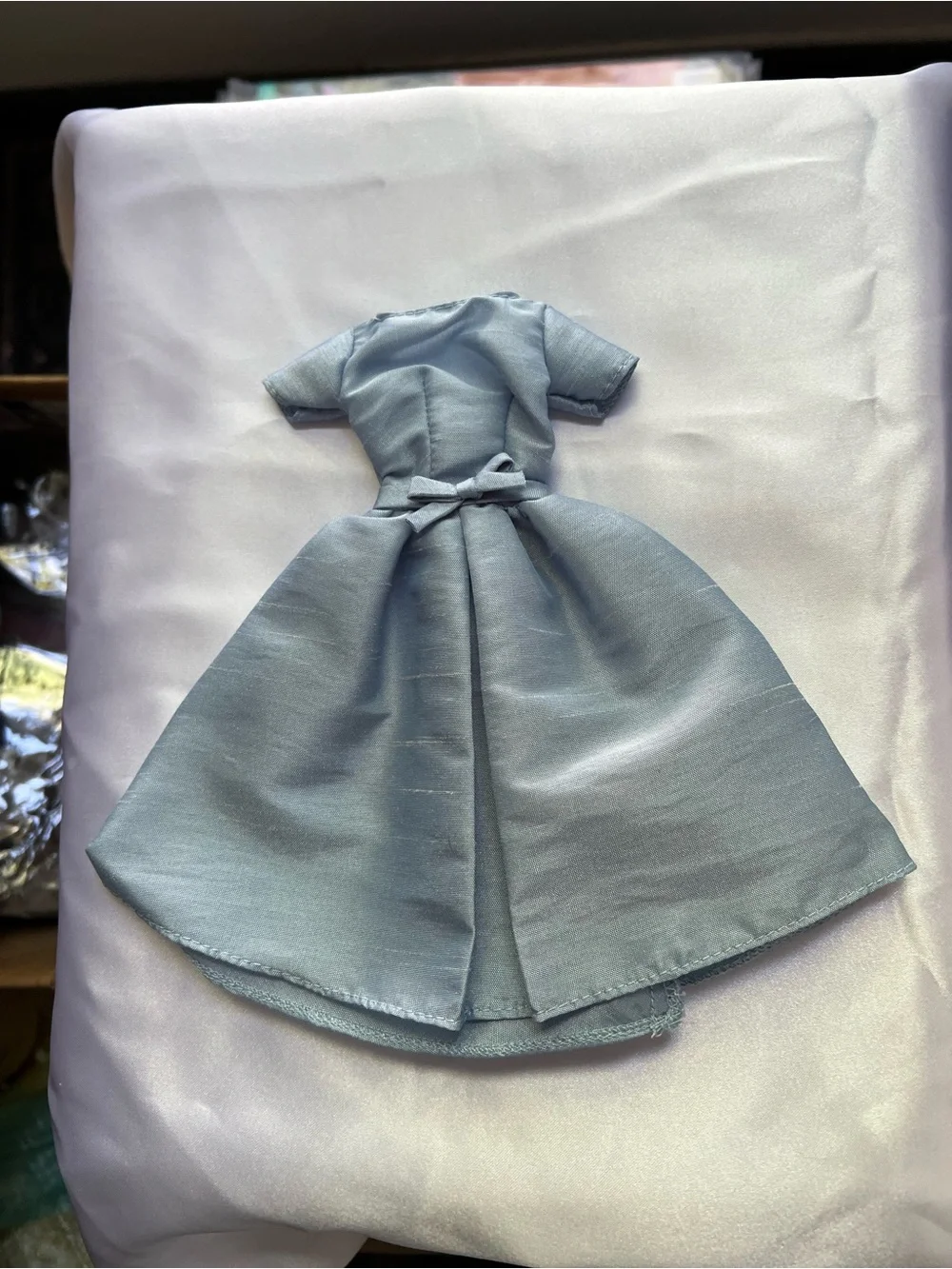 Silkstone Barbie Doll Clothes Classic Light Blue Doll Dress with Waist Bow -
